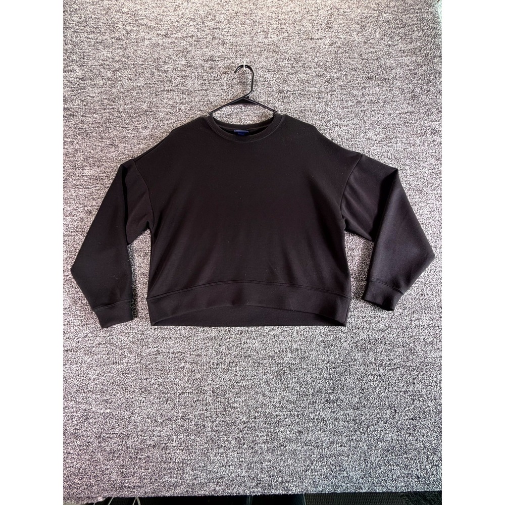 Scoop Ecovero Cropped Sweatshirt Womens S (4-6) Black Stretch Crew Neck Pullover